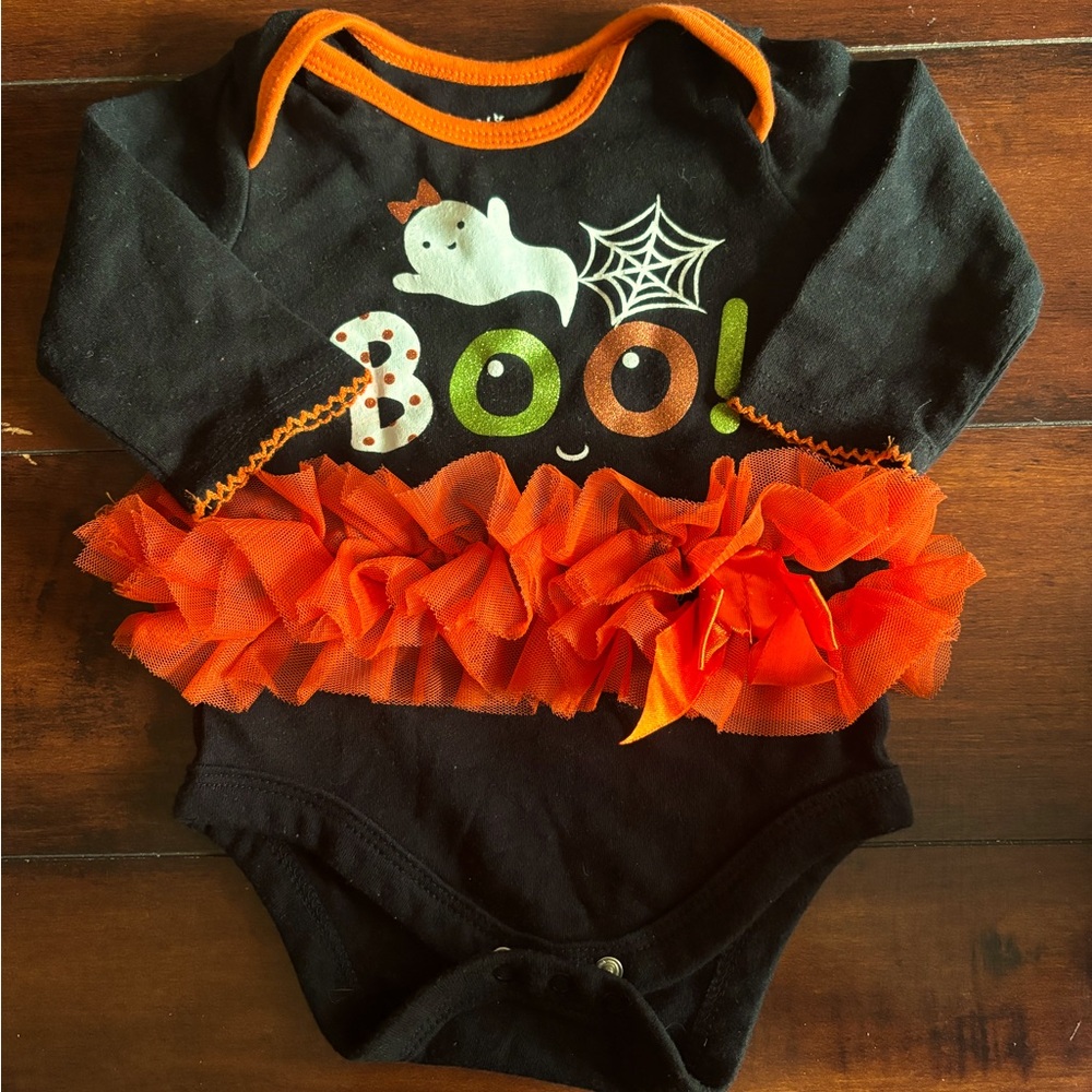Halloween 3-6 months one piece boo little girl piece